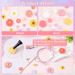Flatback hair & Kostümzubehör Tassen Harz Blume Daisy Cabochons CRES-PH0003-18