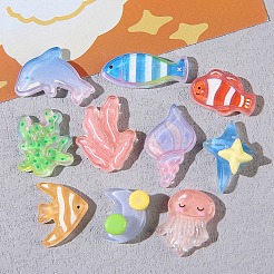 Cabochons aus undurchsichtigem Harz mit Meeresmotiven RESI-F056-01