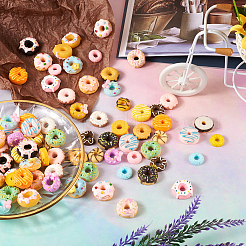 96 Stück 24 Arten undurchsichtige Harz-Donut-Cabochons RESI-TA0001-64