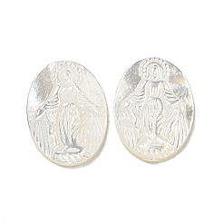 Geschnitzte natürliche weiße Muschel-Cabochons SSHEL-N038-08C-02