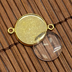 14 mm Kuppel Klarglasabdeckung und goldenen Messing Cabochon-Anschluss Einstellung Sets DIY-X0088-G-NR