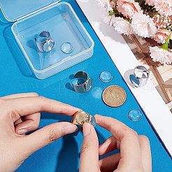 4 Stück 2 Farben 304 Edelstahl offene Manschette Fingerring Cabochon-Einstellungen STAS-UN0052-36