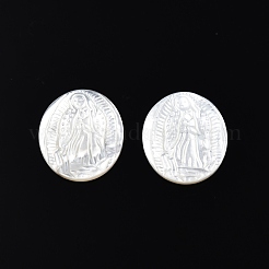 Natürliche weiße Muschel cabochons SSHEL-N034-138