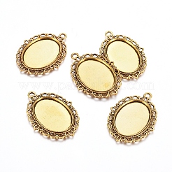 Tibetischer Stil oval Legierung Anhänger Fassungen TIBEP-Q054-44AG-RS