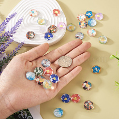 48 Stück 12 Arten durchscheinende Harz-Cabochons RESI-TA0001-44