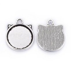 Kätzchenanhänger Cabochon-Fassungen im tibetischen Legierungskätzchen TIBEP-R358-01AS-NR