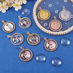 27 stücke diy flache runde strass anhänger herstellung kit DIY-SZ0006-48