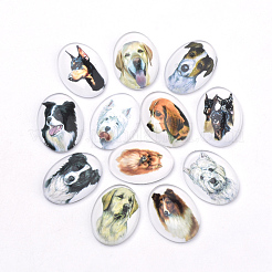 Welpenfoto Flatback Glas Cabochons X-GGLA-S034-25x18-034