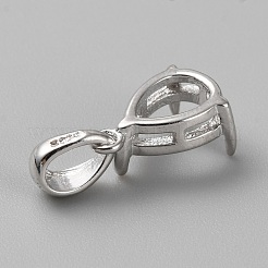 Rhodinierte Sterlingsilber-Anhänger-Cabochon-Fassungen STER-WH0016-07P