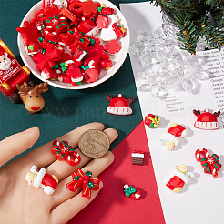 90 Stück 15 Stile Weihnachts-Cabochons aus opakem Harz. RESI-SC0005-61