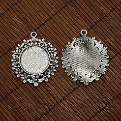 Legierung Cabochon & Strass Fassungen und 25 mm oval Klarglas Abdeckungssätze DIY-X0141-AS-NR