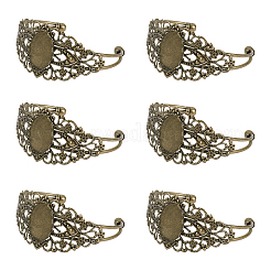 Pandahall 5 Sätze Messing Armband Rohling mit 25x18mm ovalen runden Cabochon Einstellungen Lünette Tablett für Schmuck Herstellung Manschette Armreifen Armbänder antike Bronze DIY-PH0025-83AB
