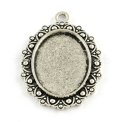 Tibetischer Stil oval Legierung Anhänger Fassungen TIBEP-Q049-05AS-RS