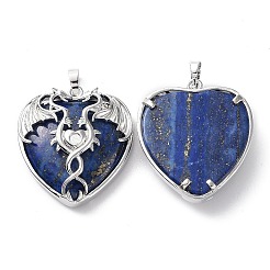 Natürliche Lapislazuli-Herz-Anhänger-Strass-Fassungen G-K339-01P-02
