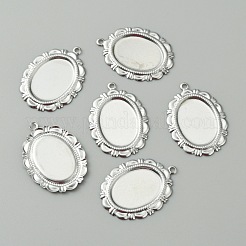 316 chirurgischer Edelstahl-Anhänger-Cabochon-Fassungen X-STAS-WH0044-21P