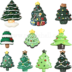 60 Stück 10 Stile Weihnachtsmotiv opake Harz Decoden Cabochons RESI-SC0005-65