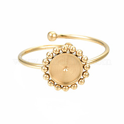 Offener Manschettenfingerring aus Edelstahl 304 mit Cabochon-Fassungen STAS-T060-13G