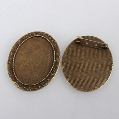 Weinlese Legierung  Broschennadeln cabochon lünette Fassungen PALLOY-N0085-22AB-NF
