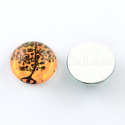 Halbrund / Dom Baummuster Glas flatback BlumeCabochons für DIY-Projekte X-GGLA-Q037-25mm-M31