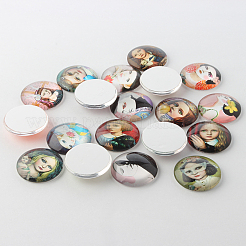 Mädchen gedruckt Glas Cabochons GGLA-A002-12mm-PP