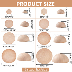 8 Stück 8 Stile Holz-Cabochons WOOD-BC0001-23