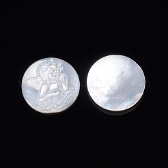 Natürliche weiße Muschel cabochons SSHEL-D083-07