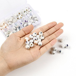 80pcs 8 Farben Weihnachten undurchsichtige Glasperlen EGLA-YW0001-07