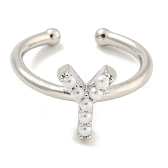 Offene Manschettenringe aus Messing mit Rack-Beschichtung für Damen RJEW-F162-01P-Y