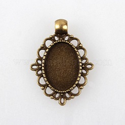 Antike tibetischer Legierung Anhänger Cabochon Lünette Fassungen X-TIBEP-M018-38AB-NF