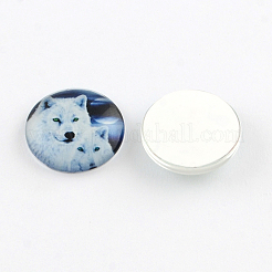 Halbrund / Kuppel Wolf Muster Glas flatback BlumeCabochons für DIY-Projekte GGLA-Q037-25mm-28