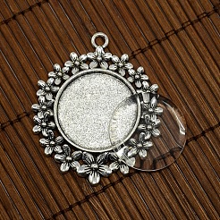 Legierung Cabochon & Strass Fassungen und 25 mm oval Klarglas Abdeckungssätze DIY-X0141-AS-NR