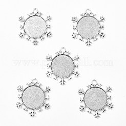 Weihnachten Ornamente Legierung Schneeflocke Anhänger Cabochon Fassungen X-TIBEP-O006-29AS