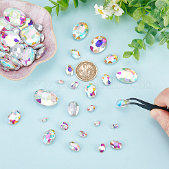 94 Stück 6 Stil Strass-Cabochons aus Glas mit spitzem Rücken DIY-FG0003-64