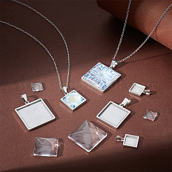 Kit zur Herstellung eines leeren quadratischen Anhängers zum Selbermachen DIY-UN0005-47