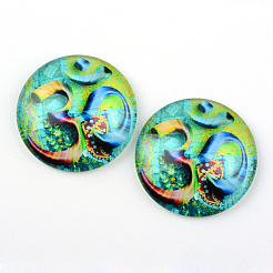 Yoga Thema Glas Cabochons X-GGLA-L011-25mm-21