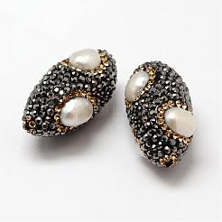 Pferd Auge Fimo-Perlen Strass RB-L027-05B