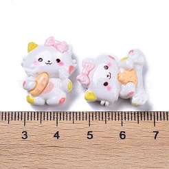 Undurchsichtige süße Katze mit Futter Harz Decoden Cabochons RESI-B024-09