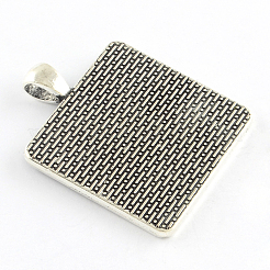 Tibetischer Stil quadratische Legierung Anhänger Fassungen TIBEP-Q051-14AS-RS