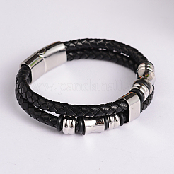 Geflochtenen Lederband Armbänder BJEW-L497-21B