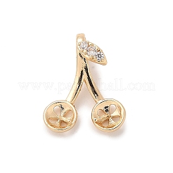 Cabochon-Anhänger mit Mikropavé aus Messing mit klaren Zirkonia-Anhängern KK-A244-07G