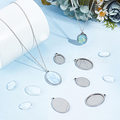 12 Stück 2 Stile 304 Edelstahl Anhänger Cabochon Einstellungen STAS-UN0053-07