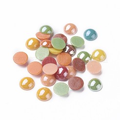 Perlierte plattierte undurchsichtige Glascabochons X-PORC-S801-10mm-M