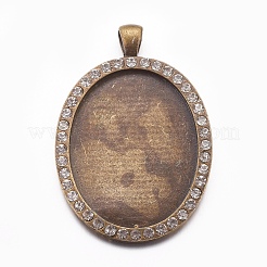 Oval tibetischer Stil Legierung großen Anhänger Fassungen PALLOY-L164-01-NF