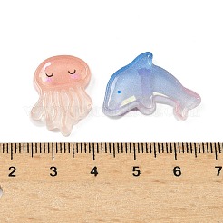 Cabochons aus undurchsichtigem Harz mit Meeresmotiven RESI-F056-01