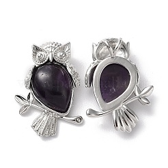 Natürliche Amethyst-Tropfen-Anhänger-Strass-Fassungen G-K339-02P-02
