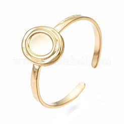 Offener Manschettenfingerring aus Edelstahl 304 mit Cabochon-Fassungen STAS-T060-11G