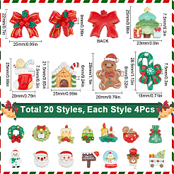 80 Stück 20 Stile Weihnachts-Cabochons aus opakem Harz. RESI-SC0005-60