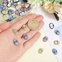 60 Stück 6 Farben Retro Lady Cameo Harz Cabochons RESI-CA0001-73