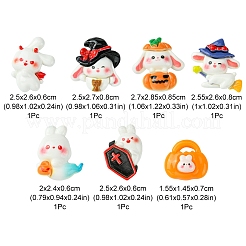 7 Stück 7 Stile Halloween opake Harz Decoden Cabochons CRES-FS0001-68