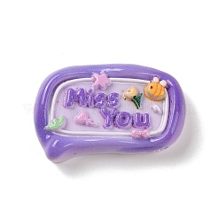 Rechteckige Cartoon-Wort-Miss You-undurchsichtige Decoden-Cabochons aus Kunstharz RESI-R447-02B